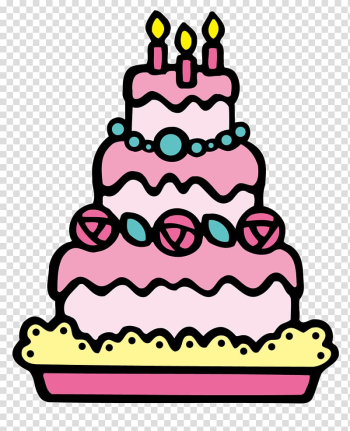 Pink 3-layered cake art illustration, Hello Kitty Birthday cake Happy Birthday to You, A multi-layer pink cake transparent background PNG clipart