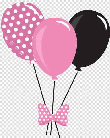 Pink and black balloons illustration, Mickey Mouse Minnie Mouse Balloon , pink balloon transparent background PNG clipart