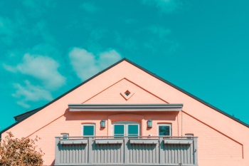 Pink and Gray House Under Blue Sky Pink and Gray House Under Blue Sky