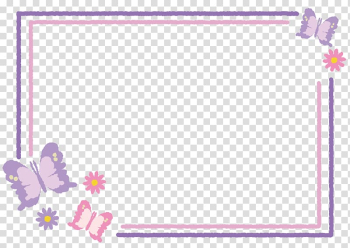 Pink and purple border frame, Butterfly Purple, Simple purple border butterfly decoration transparent background PNG clipart