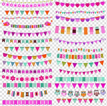 Pink and purple bunting lot, Flag , Purple Simple Banner Border Texture transparent background PNG clipart