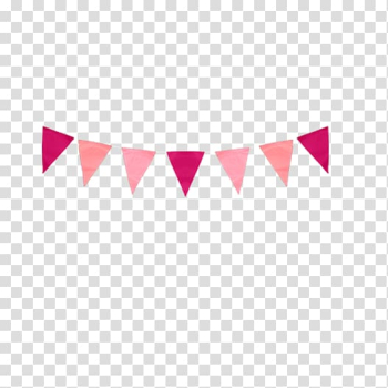 Pink and red buntings , Paper Bunting Party Garland Birthday, bunting material transparent background PNG clipart