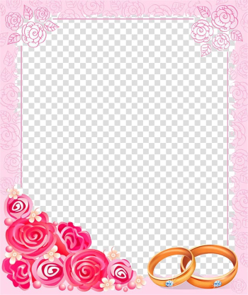 Pink and red floral border , Wedding invitation frame , Border pink roses transparent background PNG clipart