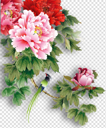 Pink and red flowers, China Paper Moutan peony, Peony flowers transparent background PNG clipart