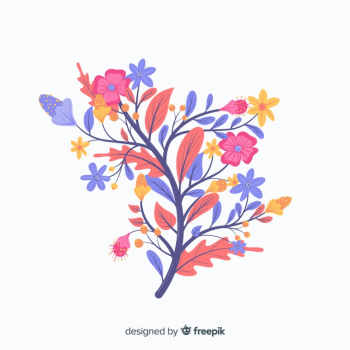 Pink and violet spring flowers in flat design Free Vector Pink and violet spring flowers in flat design Free Vector