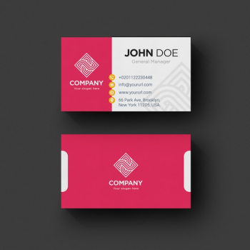 Pink and white business card