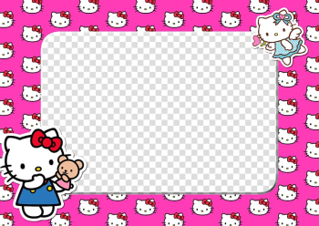 Pink and white Hello Kitty frame, Hello Kitty Frames Animation, hello transparent background PNG clipart