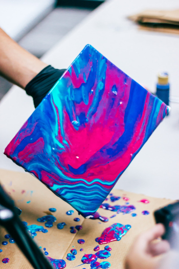 Pink, Blue, and Sky-blue Abstract Painting Pink, Blue, and Sky-blue Abstract Painting