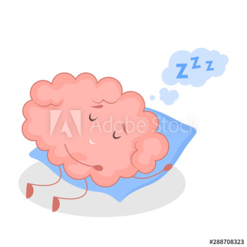 Pink brain character, sticker sleep Pink brain character, sticker sleep
