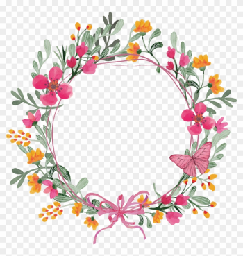 Pink Butterfly Wreath - Flower Wreath Vector Png Pink Butterfly Wreath - Flower Wreath Vector Png