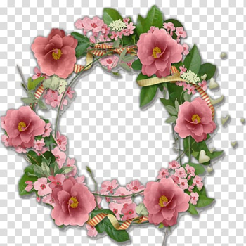 Pink camellia flowers wreath, Flower Frames , BUNGA transparent background PNG clipart