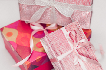Pink Christmas gifts pile Pink Christmas gifts pile