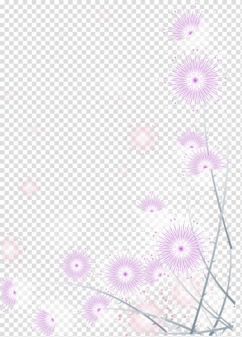 Pink dandelion seed heads illustration, Textile Petal Pink Pattern, Purple Dandelion transparent background PNG clipart