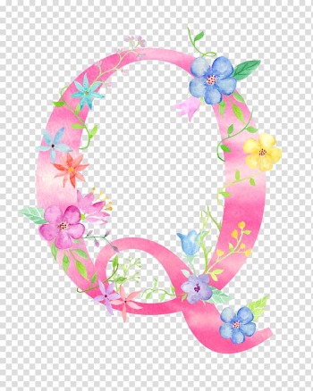 Pink floral letter q art, Letter Q , Flowers letter Q transparent background PNG clipart