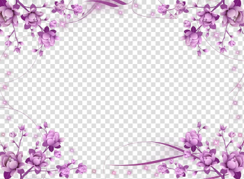 Pink flower decor illustration, Borders and Frames Frames Flower Purple , flower border transparent background PNG clipart