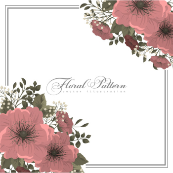 Pink flower illustration  floral frame Free Vector