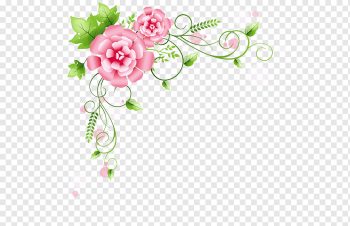 pink flower illustration, Flower frame Rose, Pink frame decorated with flowers, border, frame, flower Arranging png