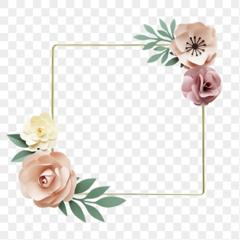 Pink flower png gold frame | Free PNG - rawpixel