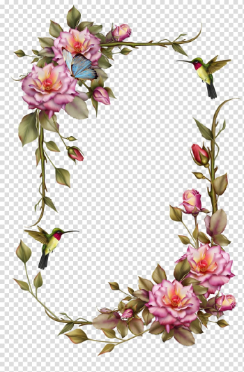 Pink flowers border , Paper Decoupage frame Vintage clothing , Sophisticated Frame transparent background PNG clipart