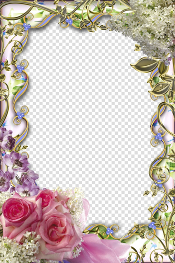 Pink, green, and purple flowers border, Flower, Mood Frame transparent background PNG clipart