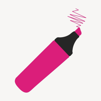 Pink highlighter sticker, stationery illustration | Free Vector - rawpixel