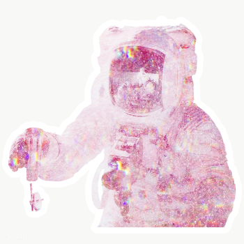 Pink holographic astronaut sticker with a white border | Free  transparent png - 2356083