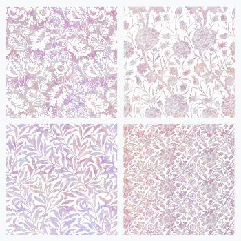 Pink holographic psd floral set remix from artwork William Morris Pink holographic psd floral set remix from artwork William Morris