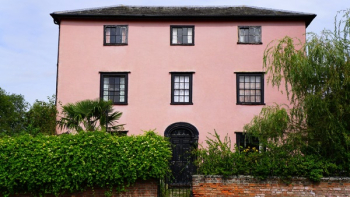 Pink House Facade With Black Gate Pink House Facade With Black Gate