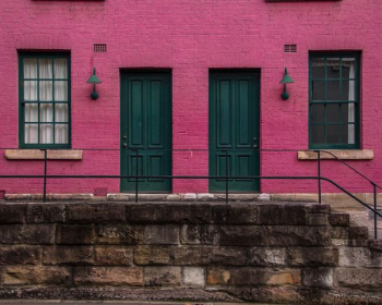 pink house with two doors pink house with two doors