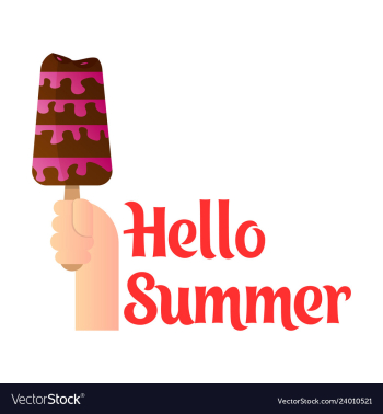 Pink ice cream with text hello summer vector image Pink ice cream with text hello summer vector image