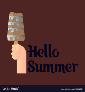 Pink ice cream with text hello summer vector image Pink ice cream with text hello summer vector image