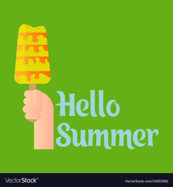 Pink ice cream with text hello summer vector image Pink ice cream with text hello summer vector image