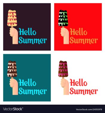 Pink ice cream with text hello summer vector image Pink ice cream with text hello summer vector image