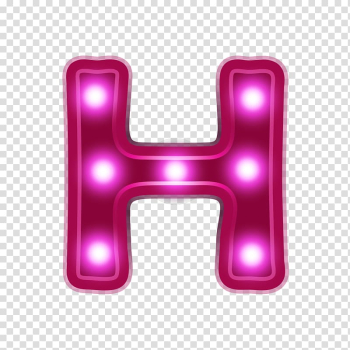 Pink lighted letter H illustration, Neon lighting Letter Em, Neon alphabet H transparent background PNG clipart