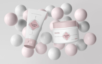 Pink packaging of cosmetic products Free Psd Pink packaging of cosmetic products Free Psd