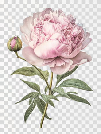 Pink Peony Watercolor PNG transparent background