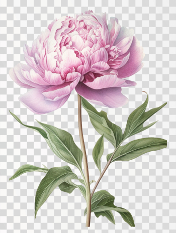 Pink Peony Watercolor PNG transparent background