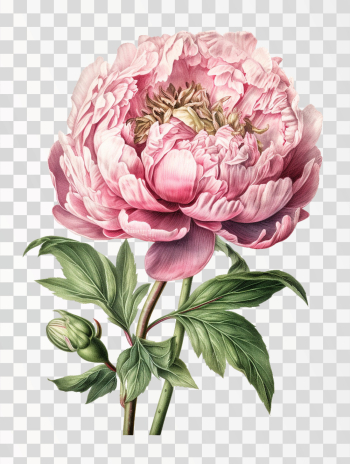 Pink Peony Watercolor PNG transparent background