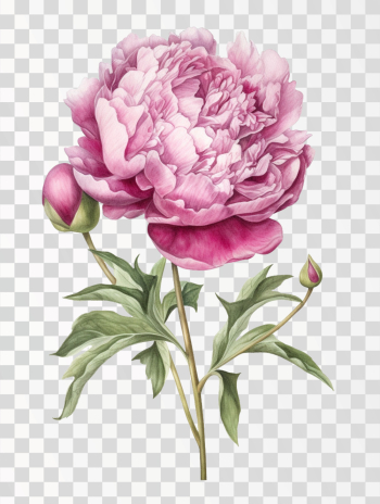 Pink Peony Watercolor PNG transparent background