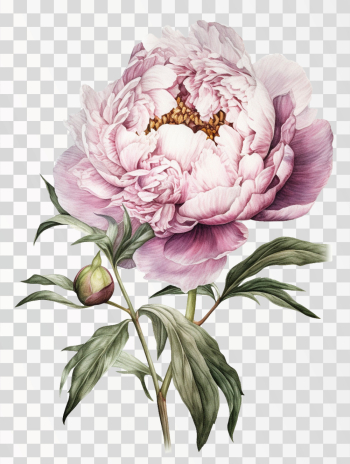 Pink Peony Watercolor PNG transparent background