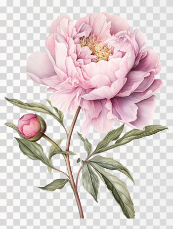 Pink Peony Watercolor PNG transparent background