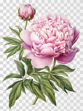 Pink Peony Watercolor PNG transparent background