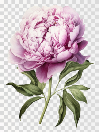 Pink Peony Watercolor PNG transparent background