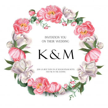 Pink peony wreaths watercolor flowers with text Free Vector Pink peony wreaths watercolor flowers with text Free Vector