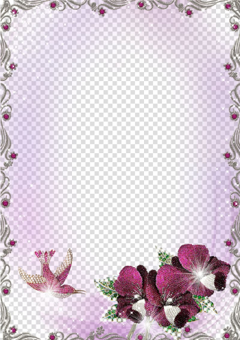 Pink petaled flower boarder illustration, frame file formats , Purple Border Frame transparent background PNG clipart