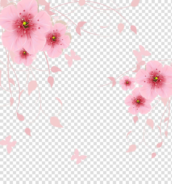 Pink petaled flowers illustration, Flower Computer file, Pink fantasy flowers background transparent background PNG clipart