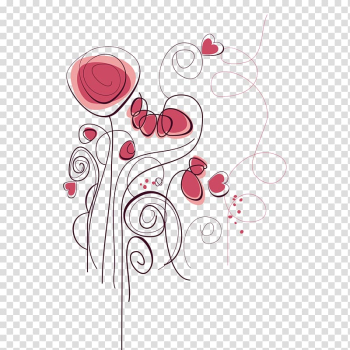 Pink petaled flowers illustration, Flower Euclidean , Fashion creative hand-painted flowers transparent background PNG clipart