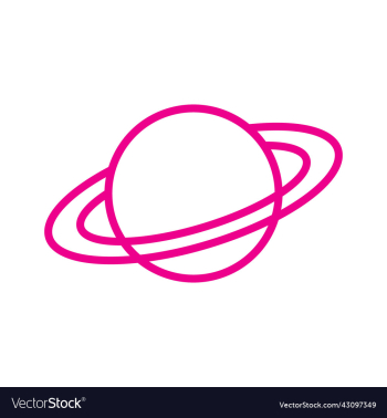 pink planet saturn line art icon pink planet saturn line art icon