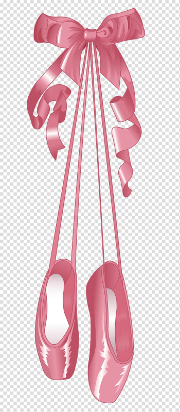 Pink ribbon with ballet shoes illustration, Ballet shoe Pointe shoe Ballet Dancer , Ballet shoes transparent background PNG clipart