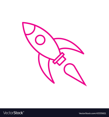 pink rocket line art icon